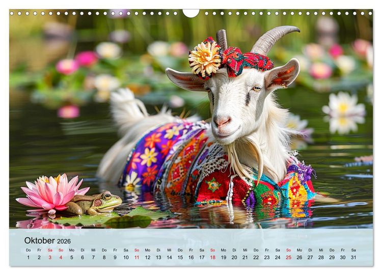 Produktbild: Ziegen im Modezauber. Ein alpiner Fashion-Marathon (Wandkalender 2026 DIN A3 quer), CALVENDO Monatskalender