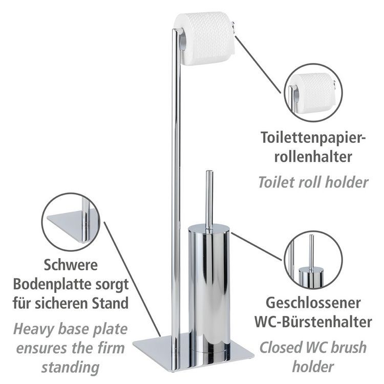 Produktbild: Stand WC-Garnitur Mod. Recco, WC-B&uuml;rstenhalter und Toilettenpapierhalter