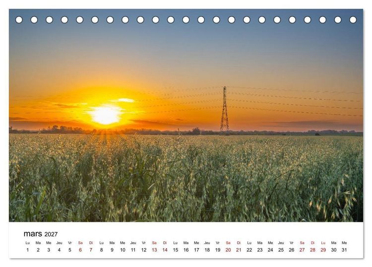 Produktbild: Couchers de soleil magiques &ndash; Jeux de lumi&egrave;re entre ciel et terre (Calendrier de bureau 2027 DIN A5 vertical), CALVENDO calendrier mensuel