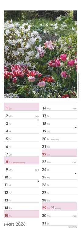 Produktbild: Gartenzauber 2026 - Streifenkalender 15x42 cm - mit viel Platz für Eintragungen - Gärten - Bildkalender - Wandplaner - Gartenkalender