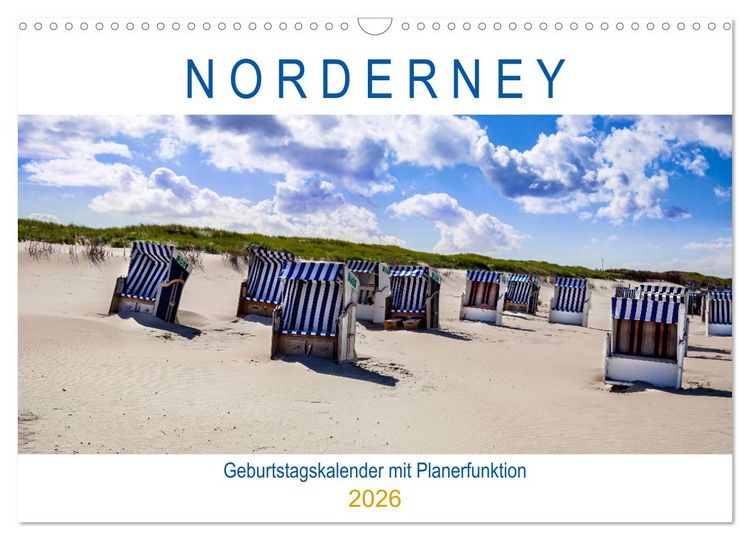 Produktbild: NORDERNEY Geburtstagskalender mit Planerfunktion (Wandkalender 2026 DIN A3 quer), CALVENDO Monatskalender