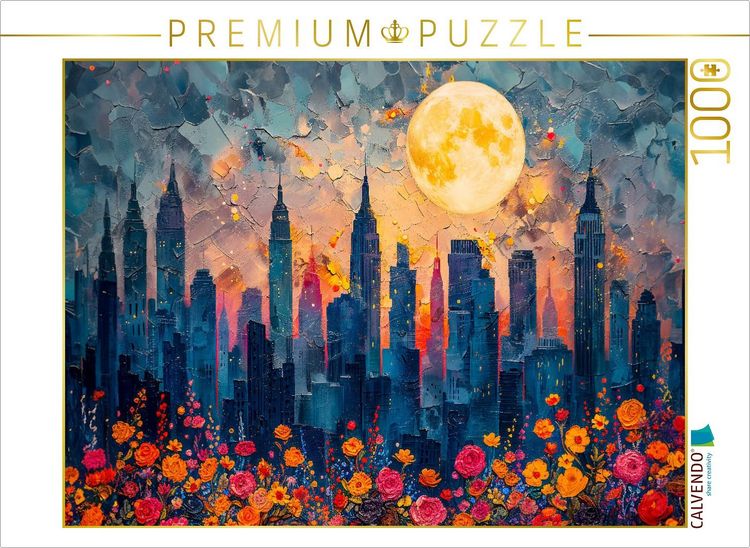 Produktbild: CALVENDO Puzzle N&auml;chtlicher Stadtpark. Skyline von Gro&szlig;stadt. | 1000 Teile Lege-Gr&ouml;&szlig;e 64x48cm Foto-Puzzle f&uuml;r gl&uuml;ckliche Stunden