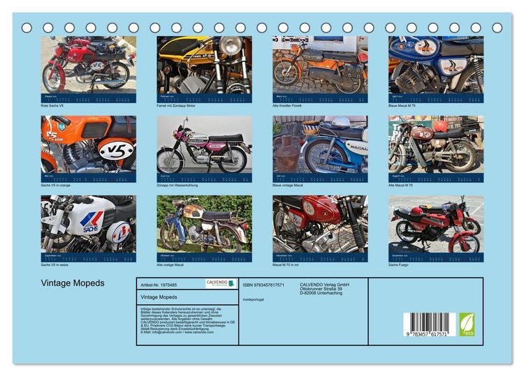 Produktbild: Vintage Mopeds (Tischkalender 2026 DIN A5 quer), CALVENDO Monatskalender