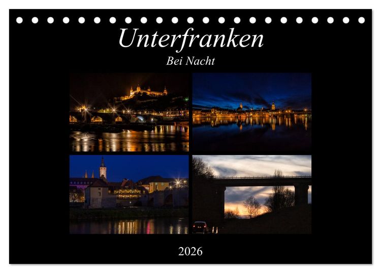Produktbild: Unterfranken bei Nacht (Tischkalender 2026 DIN A5 quer), CALVENDO Monatskalender