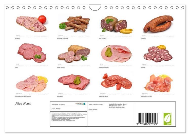 Produktbild: Alles Wurst (Wandkalender 2026 DIN A4 quer), CALVENDO Monatskalender