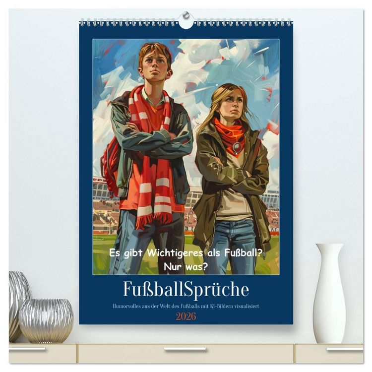 Produktbild: Fu&szlig;ballspr&uuml;che (hochwertiger Premium Wandkalender 2026 DIN A2 hoch), Kunstdruck in Hochglanz