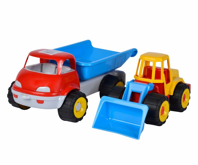 Produktbild: Sandfahrzeug LKW Kipper mit Bagger 29cm/35cm Softreifen