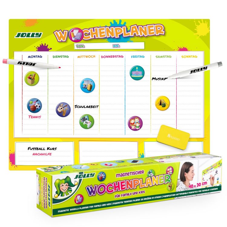 Produktbild: JOLLY Wochenplaner Set: Magnettafel, 2x Marker, Radierer & 9x Magneticons