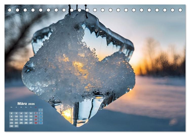 Produktbild: Schneekristalle und Eiszapfen Eisige Zeiten f&uuml;r alle Winterfans (Tischkalender 2026 DIN A5 quer), CALVENDO Monatskalender