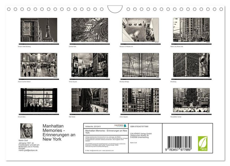Produktbild: Manhattan Memories - Erinnerungen an New York (Wandkalender 2026 DIN A4 quer), CALVENDO Monatskalender