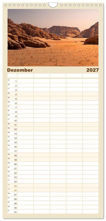 Produktbild: Familienplaner 2027 - Jordanien Sand, Stein und Salz mit 5 Spalten (Wandkalender, 21 x 45 cm) CALVENDO