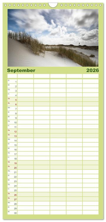 Produktbild: Familienplaner 2026 - Ameland Wundersch&ouml;ne Insel mit 5 Spalten (Wandkalender, 21 x 45 cm) CALVENDO