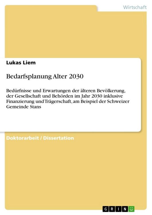 Produktbild: Bedarfsplanung Alter 2030