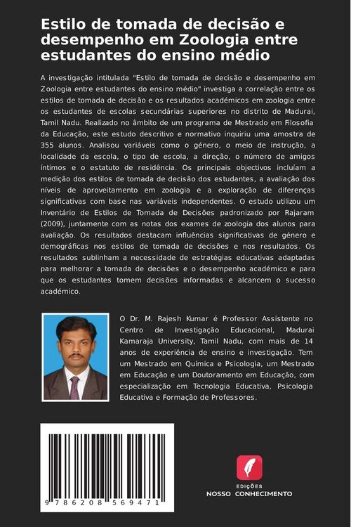 Produktbild: Estilo de tomada de decis&atilde;o e desempenho em Zoologia entre estudantes do ensino m&eacute;dio