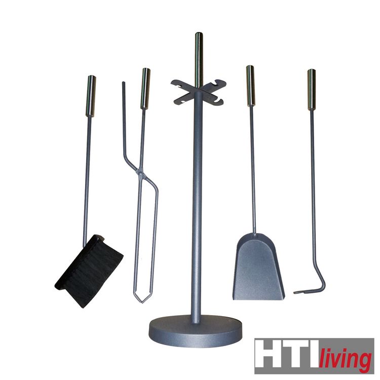 Produktbild: HTI-Living 5teiliges Kaminbesteck Adrik_02 Adrik Silber-Grau