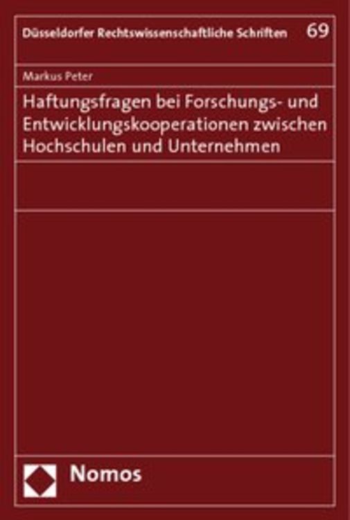 Produktbild: Haftungsfragen bei Forschungs- und Entwicklungskooperationen zwischen Hochschulen und Unternehmen