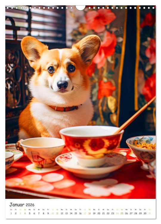 Produktbild: Hunde & Ramen - Ein Jahr voller Genuss und Freude (Wandkalender 2026 DIN A3 hoch), CALVENDO Monatskalender