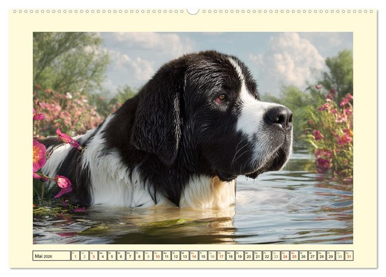 Produktbild: Landseer in der Natur. Majest&auml;tische und sanfte Hundeseelen (Wandkalender 2026 DIN A2 quer), CALVENDO Monatskalender