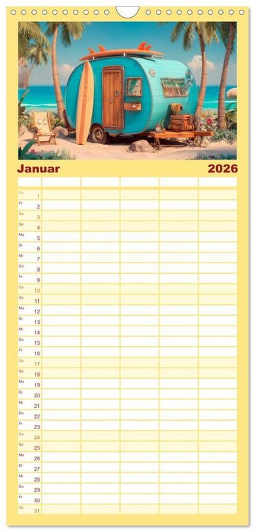 Produktbild: Familienplaner 2026 - Caravanesque mit 5 Spalten (Wandkalender, 21 x 45 cm) CALVENDO