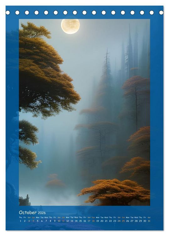 Produktbild: Moonlit Fantasies (Desk Calendar 2026 DIN A5 portrait), CALVENDO 12 Month DeskCalendar