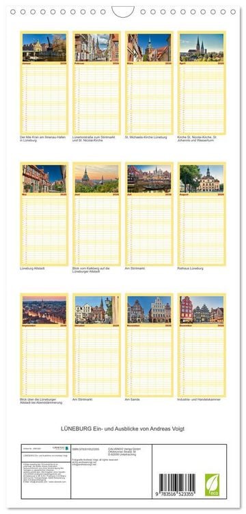 Produktbild: Familienplaner 2026 - L&Uuml;NEBURG Ein- und Ausblicke von Andreas Voigt mit 5 Spalten (Wandkalender, 21 x 45 cm) CALVENDO