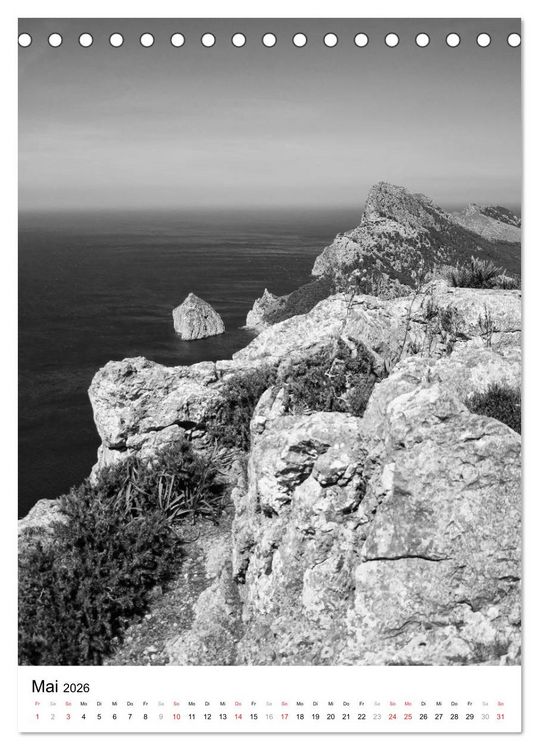 Produktbild: Mallorca Impressionen in schwarz-wei&szlig; (Tischkalender 2026 DIN A5 hoch), CALVENDO Monatskalender