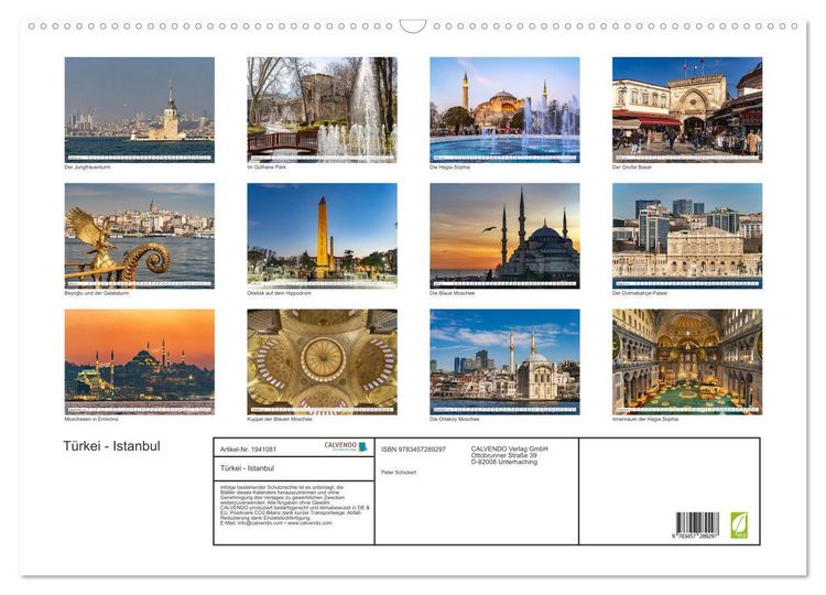 Produktbild: T&uuml;rkei - Istanbul (Wandkalender 2026 DIN A2 quer), CALVENDO Monatskalender