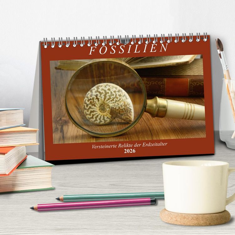 Produktbild: Fossilien - Versteinerte Relikte der Erdzeitalter (Tischkalender 2026 DIN A5 quer), CALVENDO Monatskalender
