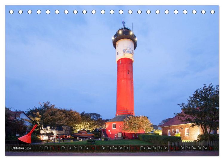 Produktbild: Ostfriesische Inseln - Borkum, Norderney, Juist, Baltrum, Langeoog, Spiekeroog, Wangerooge (Tischkalender 2026 DIN A5 quer), CALVENDO Monatskalender