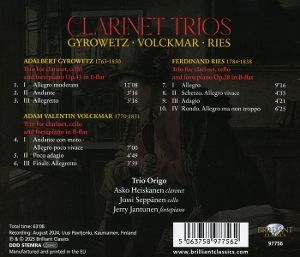 Produktbild: Trio Origo: Clarinet Trios:Gyrowetz,Volckmar,Ries