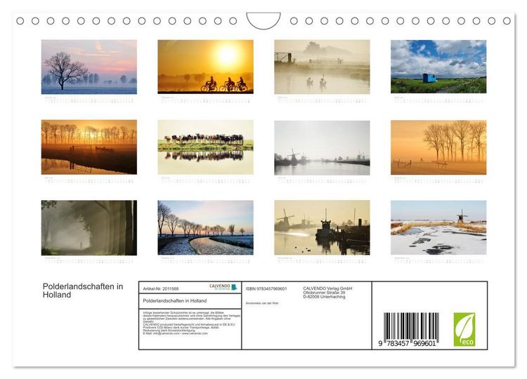 Produktbild: Polderlandschaften in Holland (Wandkalender 2026 DIN A4 quer), CALVENDO Monatskalender