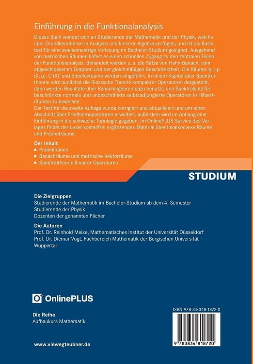 Produktbild: Einf&uuml;hrung in die Funktionalanalysis