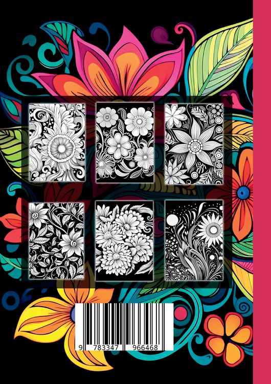 Produktbild: Schwarzes Malbuch f&uuml;r Erwachsene &bdquo;Blumen & Florale Muster&ldquo;
