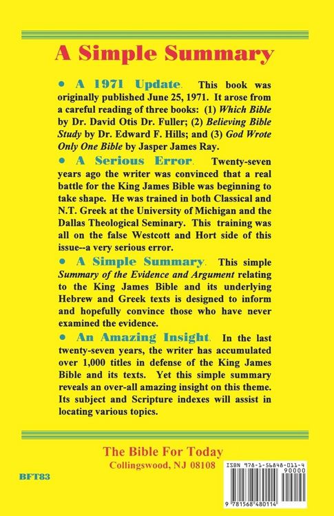 Produktbild: The Case for the King James Bible, A Summary of the Evidence and Argument