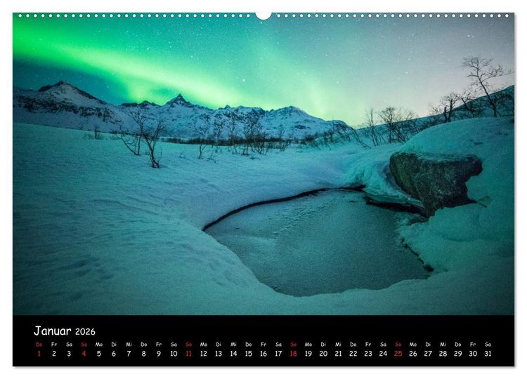 Produktbild: Nordlichtkalender (Wandkalender 2026 DIN A2 quer), CALVENDO Monatskalender
