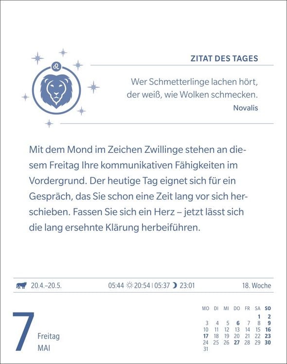Produktbild: L&ouml;we Sternzeichenkalender 2027 - Tagesabrei&szlig;kalender - Ihr Horoskop f&uuml;r jeden Tag