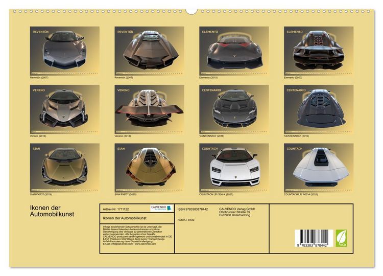 Produktbild: Ikonen der Automobilkunst (hochwertiger Premium Wandkalender 2025 DIN A2 quer), Kunstdruck in Hochglanz