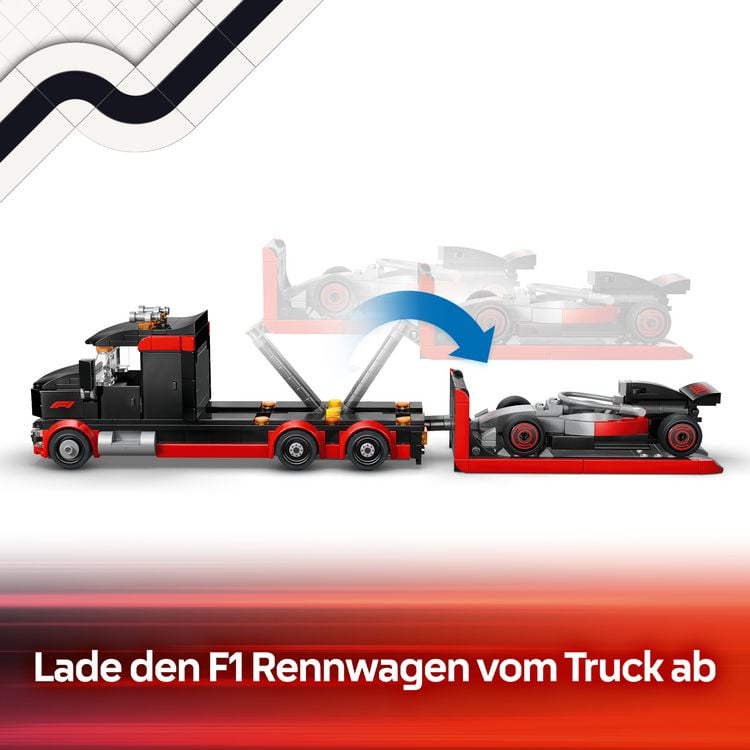 Produktbild: LEGO City 60493 F1 Truck mit Audi F1 Rennwagen, Spielzeugauto f&uuml;r Kinder