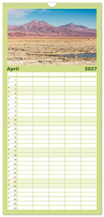 Produktbild: Familienplaner 2027 - Chile - Facetten landschaftlicher Vielfalt mit 5 Spalten (Wandkalender, 21 x 45 cm) CALVENDO