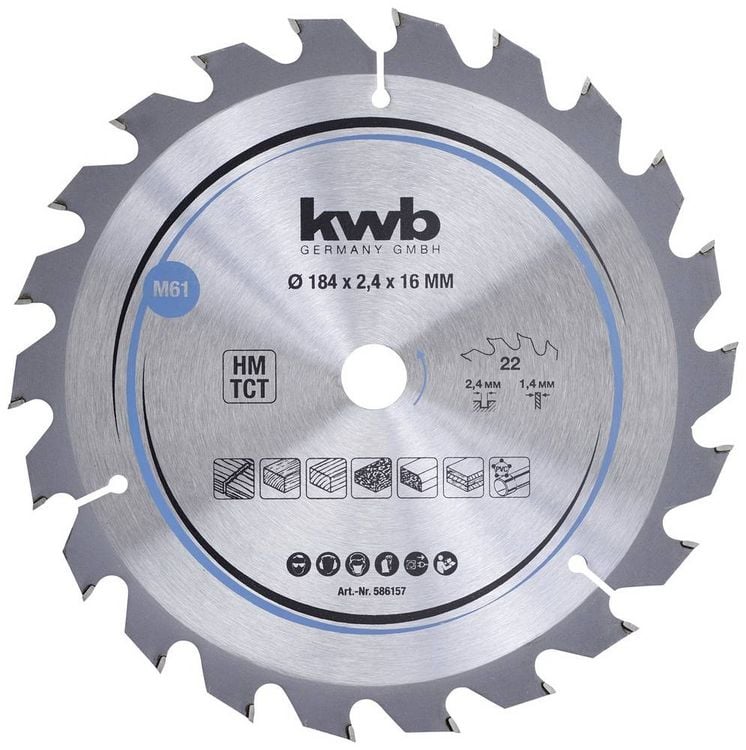 Produktbild: Kwb 586157 Hartmetall Kreiss&auml;geblatt 184 x 16mm 1St.