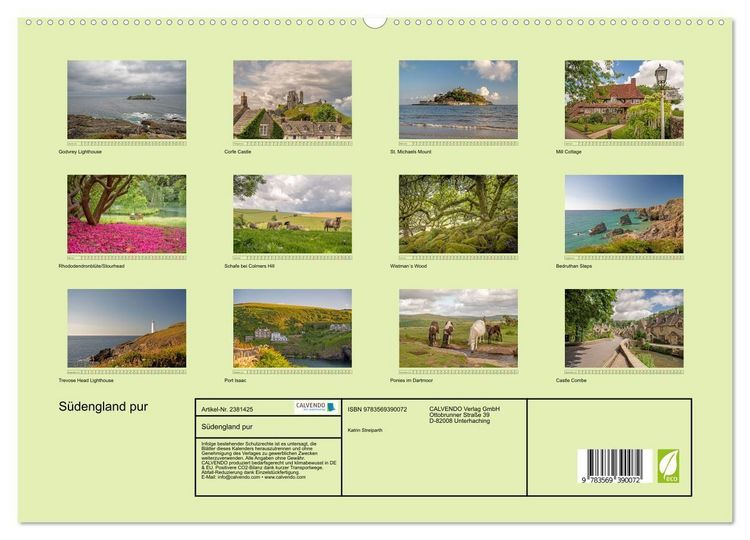 Produktbild: S&uuml;dengland pur (hochwertiger Premium Wandkalender 2027 DIN A2 quer), Kunstdruck in Hochglanz