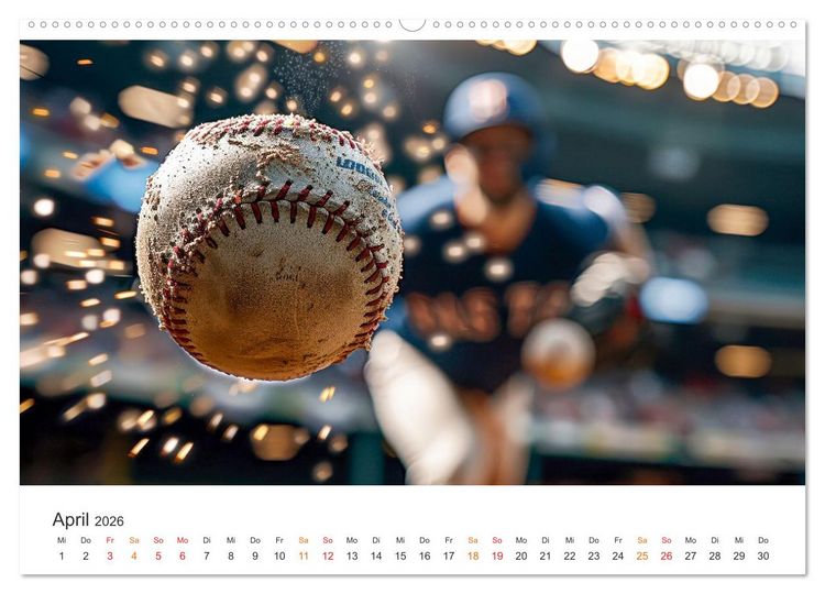 Produktbild: Power Baseball (hochwertiger Premium Wandkalender 2026 DIN A2 quer), Kunstdruck in Hochglanz