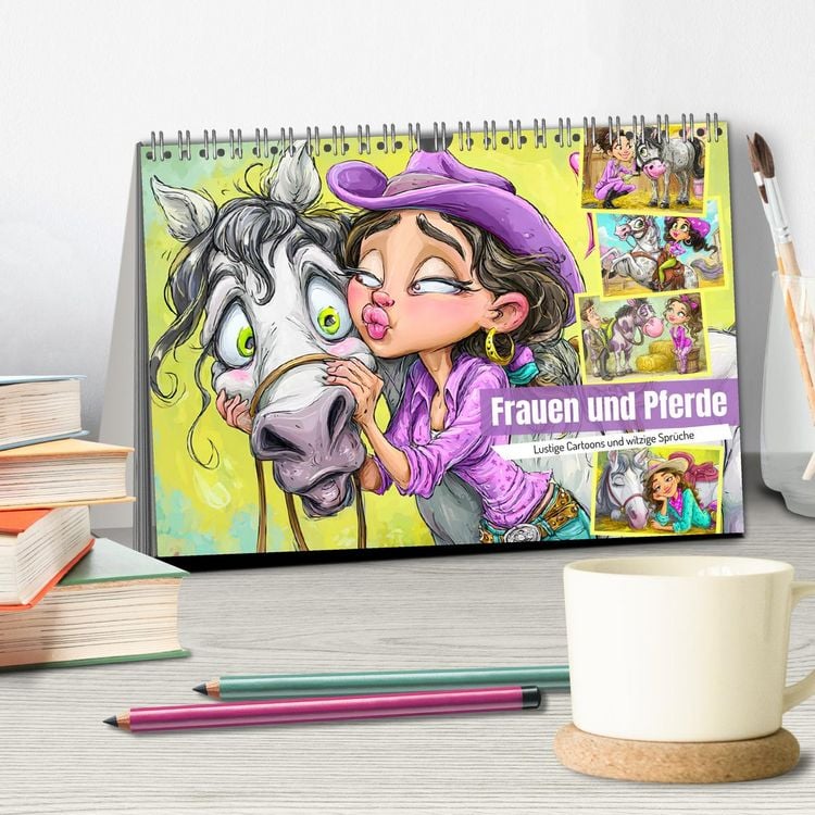 Produktbild: Frauen und Pferde. Lustige Cartoons und witzige Spr&uuml;che (Tischkalender 2026 DIN A5 quer), CALVENDO Monatskalender