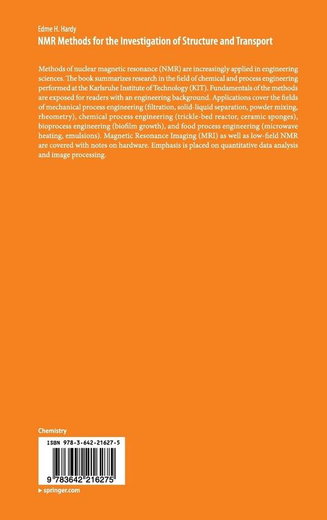 Produktbild: NMR Methods for the Investigation of Structure and Transport