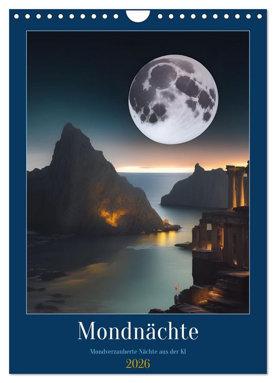Produktbild: Mondn&auml;chte- Mondverzauberte N&auml;chte aus der KI (Wandkalender 2026 DIN A4 hoch), CALVENDO Monatskalender