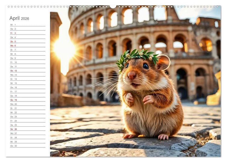 Produktbild: Nagertrip - Ein kleiner Hamster entdeckt die gro&szlig;e Welt (Wandkalender 2026 DIN A2 quer), CALVENDO Monatskalender