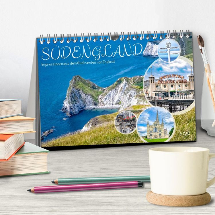 Produktbild: S&uuml;dengland - Impressionen aus dem S&uuml;dwesten von England (Tischkalender 2026 DIN A5 quer), CALVENDO Monatskalender