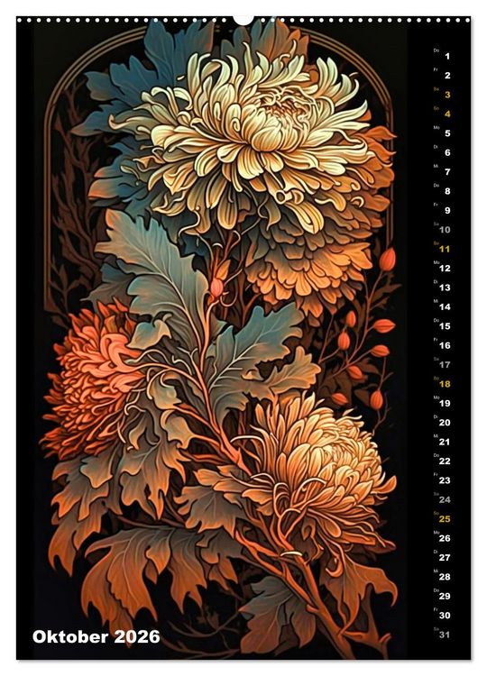 Produktbild: Jugendstil Blumen (hochwertiger Premium Wandkalender 2026 DIN A2 hoch), Kunstdruck in Hochglanz