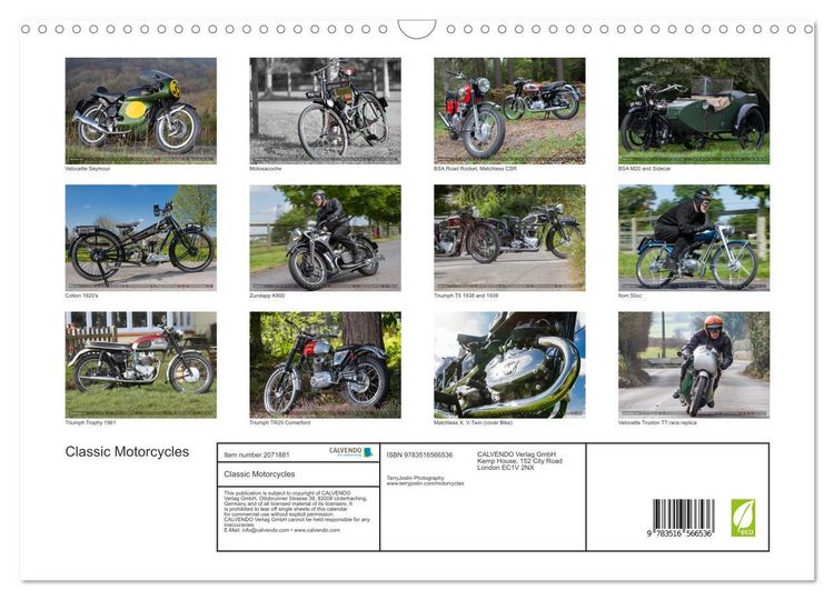 Produktbild: Classic Motorcycles (Wall Calendar 2026 DIN A3 landscape), CALVENDO 12 Month Wall Calendar