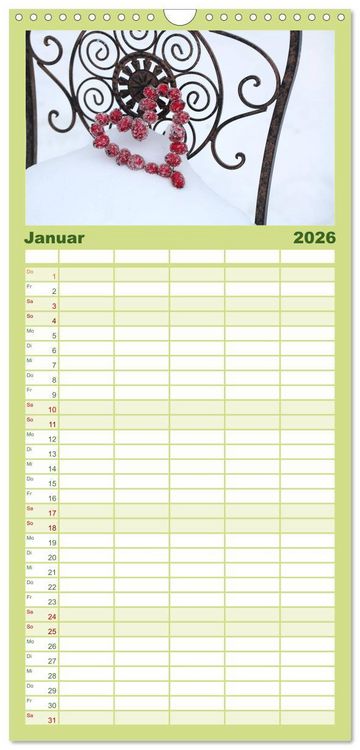 Produktbild: Familienplaner 2026 - Mein Jahr im Landhausgarten mit 5 Spalten (Wandkalender, 21 x 45 cm) CALVENDO
